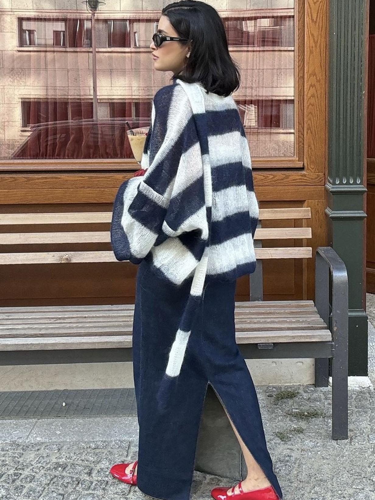 SOERA Christel Loose Striped Cardigan - Cardigans - Ny1770344797578595762 Navy S