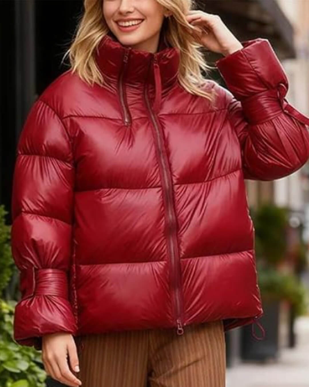 SOERA Olivia Shiny Puffer Jacket - Coats & Jackets - Red M