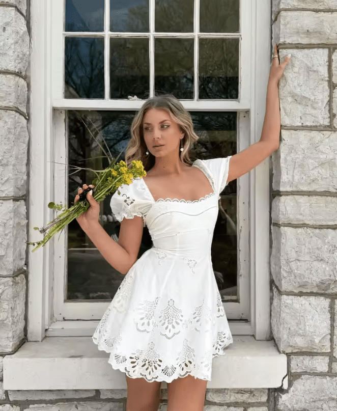 SOERA Beatrice Lace Hollow-Out Mini Dress - Dress - M