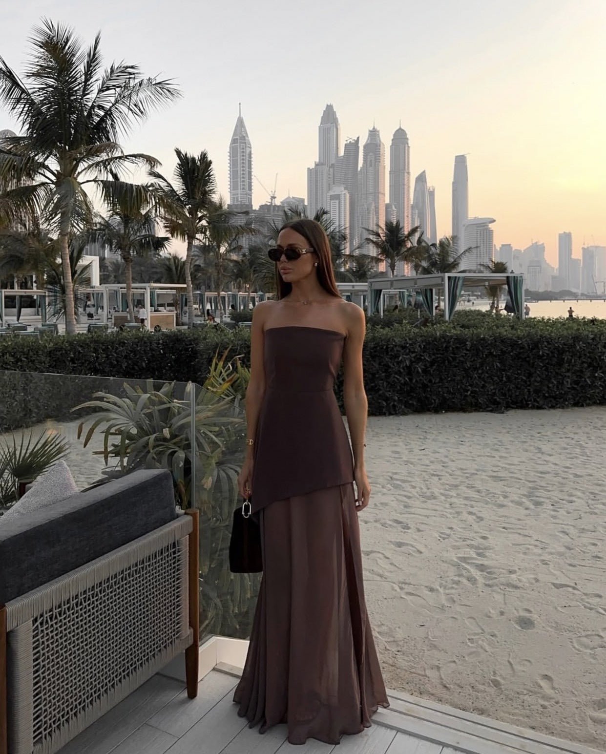 SOERA Sienna Asymmetric Maxi Dress - Dress - SOERA-763011-BRO-M-32323 Brown M