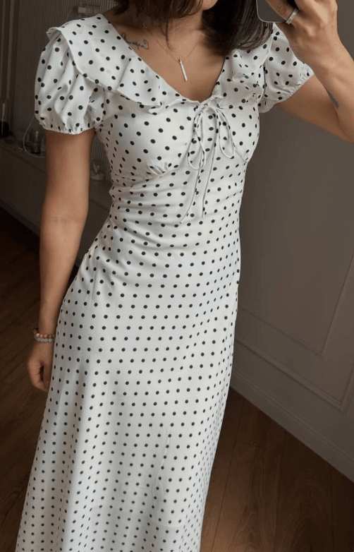 SOERA Bianca Polka Dot V-Neck Maxi Dress - Dresses - SOERA-749699-DEF-XS-97411 XS