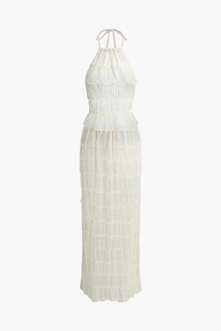 SOERA Valerie two - piece set with frill details - Dresses - DWOD2-QK630001 creme S