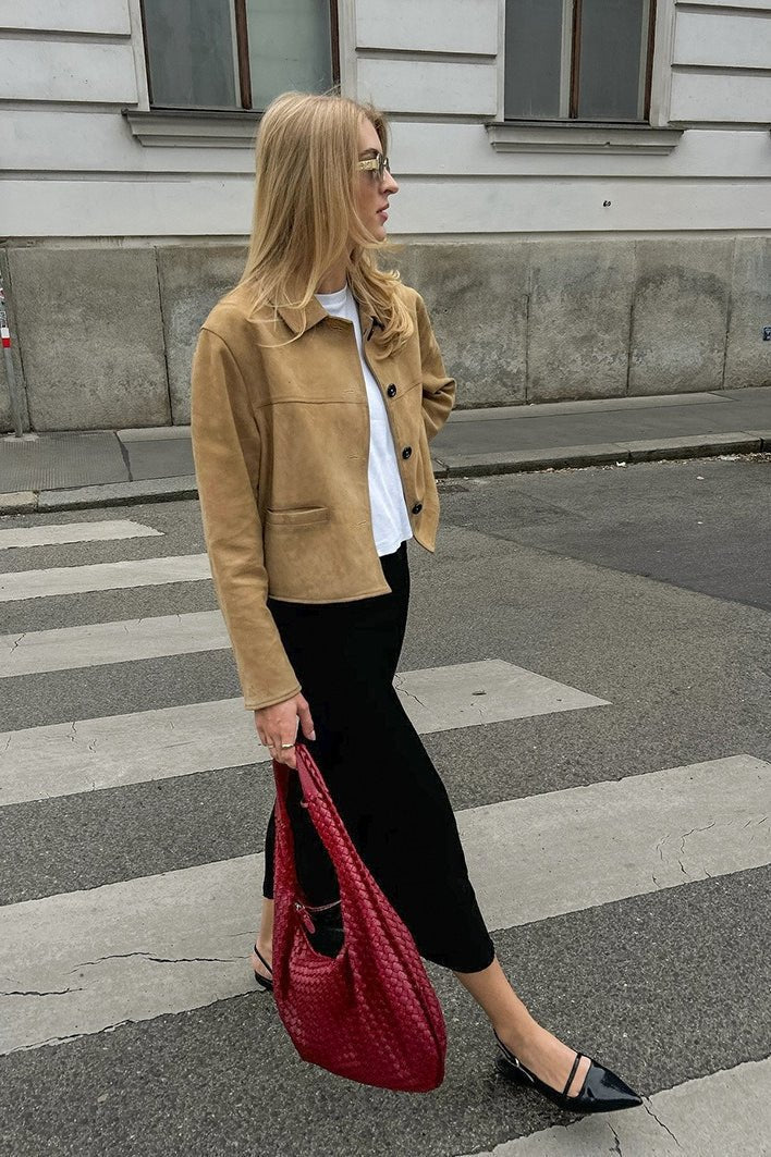 SOERA Jane Faux Suede Cropped Jacket - Jacket - SOERA-913731-KHA-L-30979 L