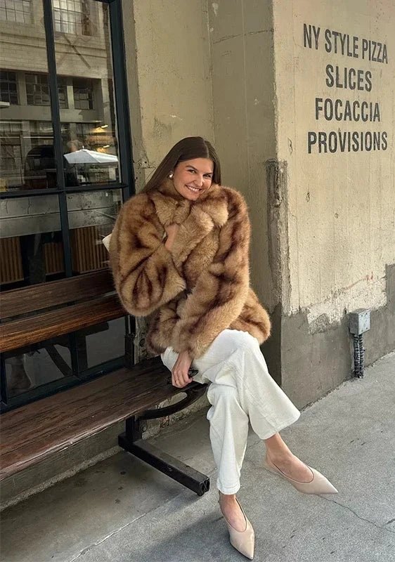 SOERA Fiona Faux Fur Coat - Jackets - px1761302825923431027 Brown L
