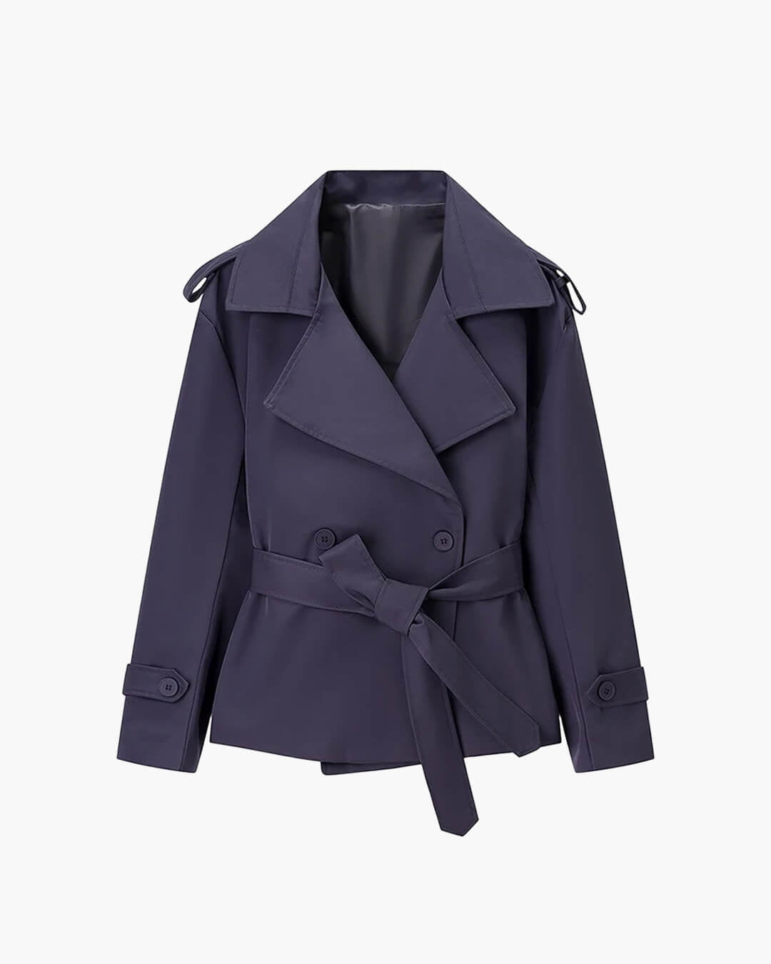 SOERA Sandy Lace Up Short Trench Coat - Jackets - 1005010782864095-;rk1773321573223317098 Black XS