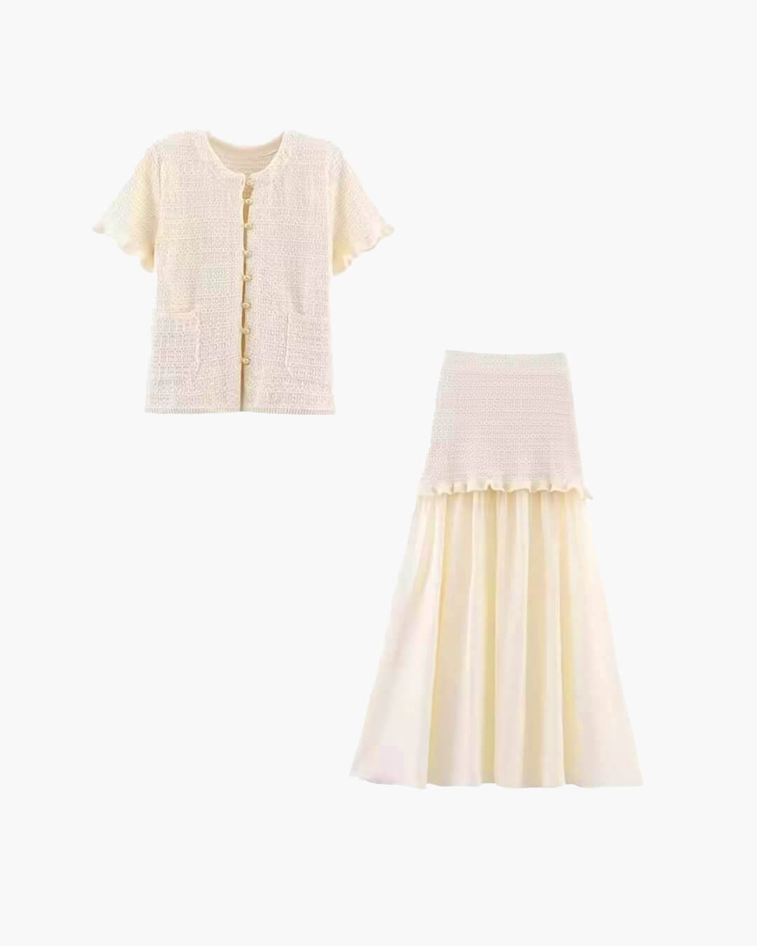 SOERA Claudia Knitted Tank & Pleated Skirt Set - Matching Sets - SOERA-637699-BEI-S-38755 Beige Set S