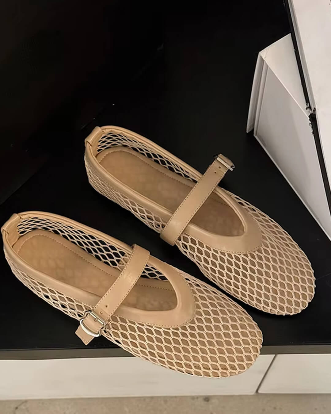 SOERA Rebecca Mesh Ballet Flats - Shoes - Beige 36