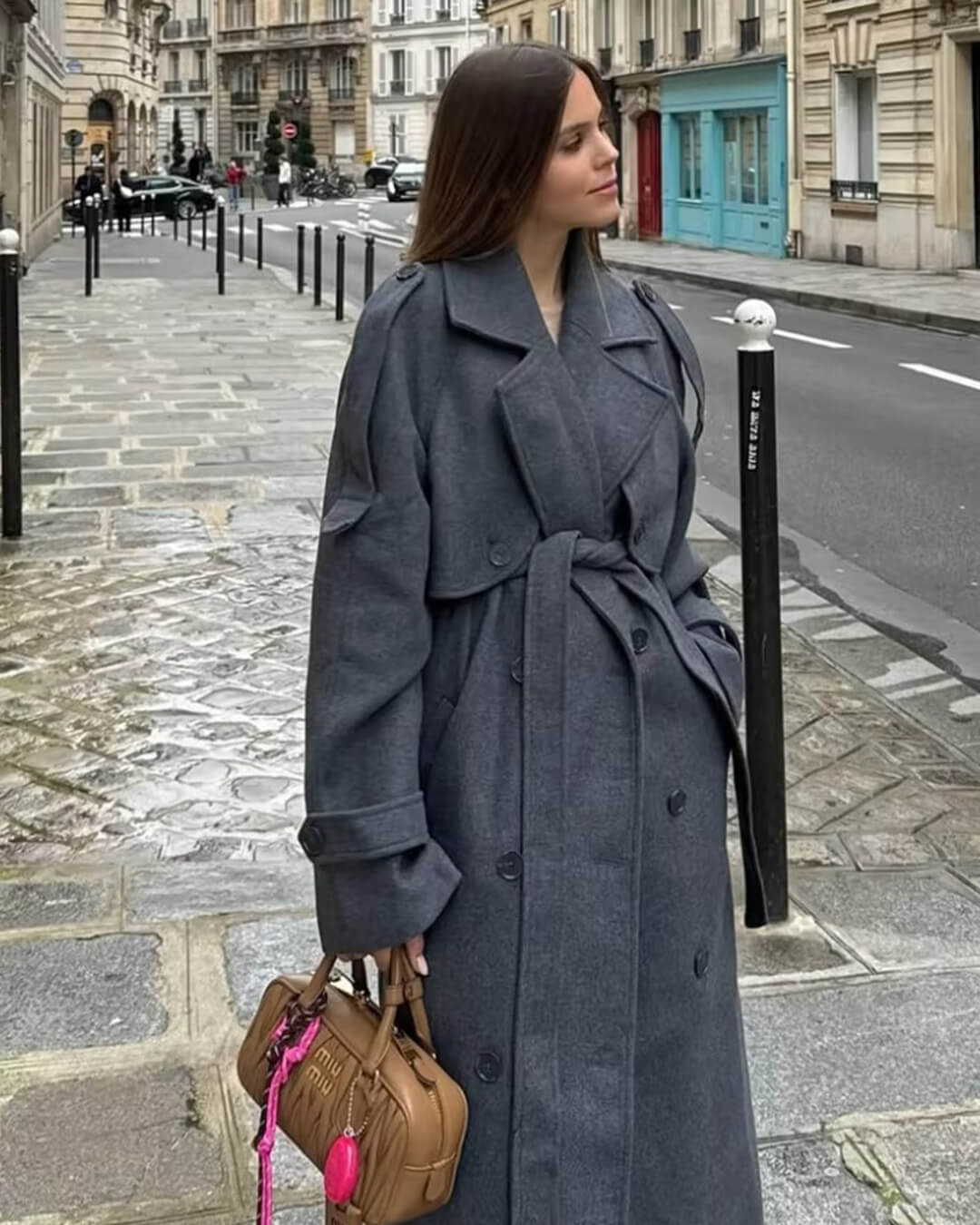 SOERA Alicia Gray Belted Long Coat - Women’s Coats & Jackets - 3256809626587176-;Jl1763023160799296914 Dark Gray S