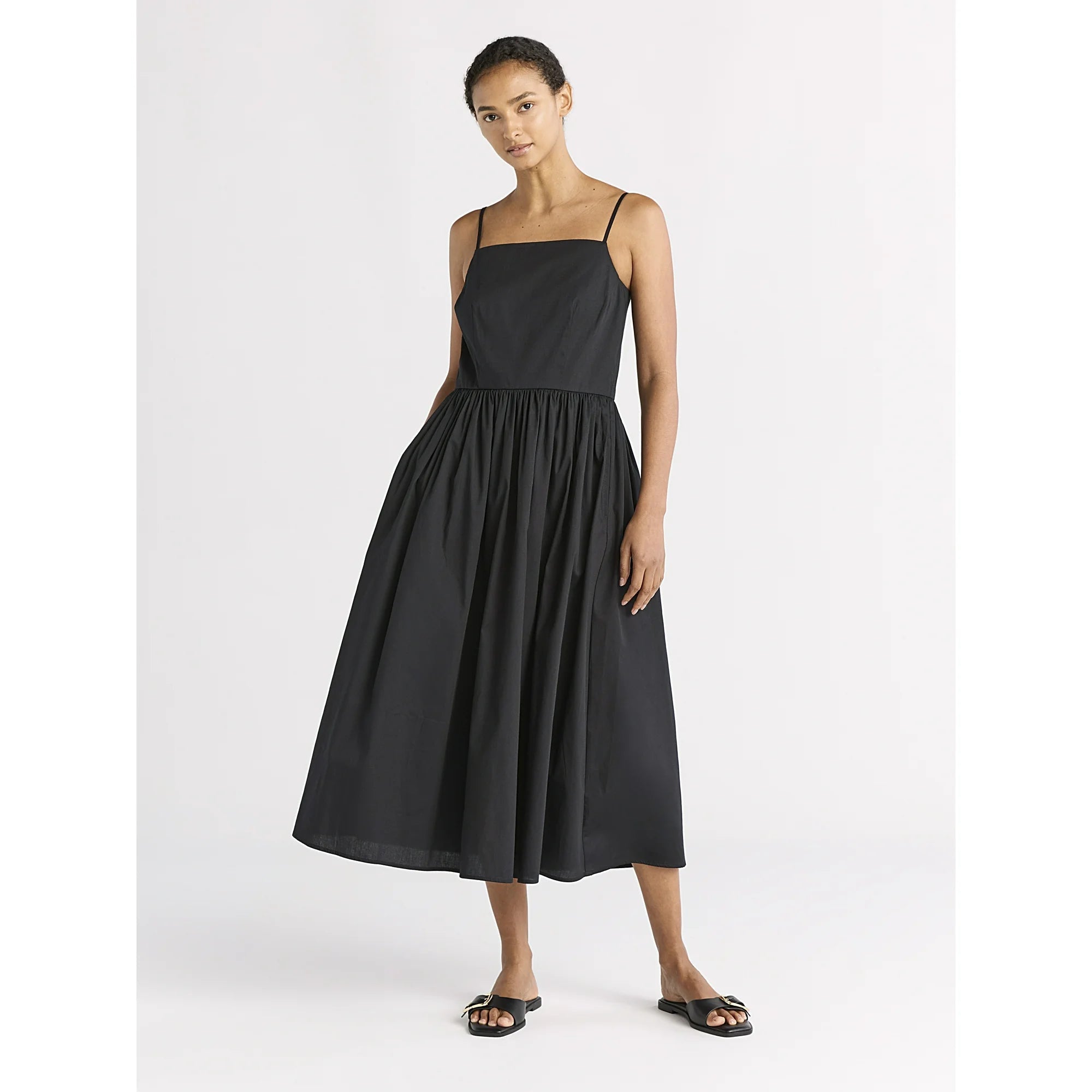 SOERA Alecto Pleated Spaghetti Strap Midi Dress - Dresses -  Black XS