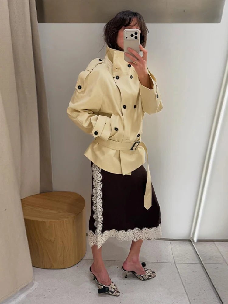 SOERA Amanda Stand Collar Trench Coat - Coat - SOERA-564867-B-L-19299 B L