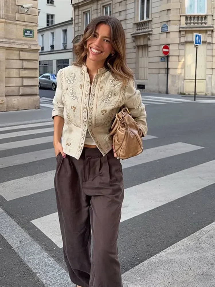 Layla Floral Print Cropped Jacket