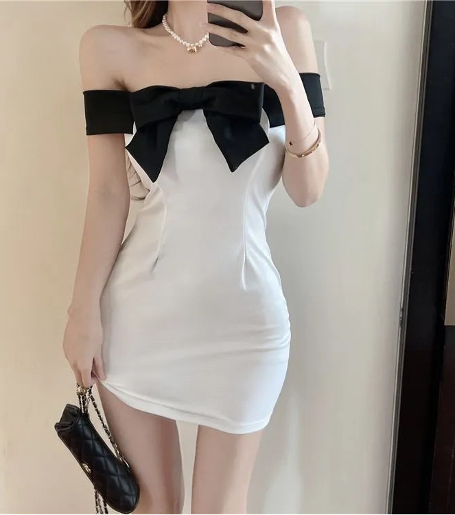 Micky Off-Shoulder Mini Dress with Bow