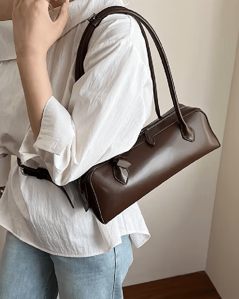 SOERA Ella Vintage Leather Baguette Bag - Bag - SOERA-335683-BRO-OS-01955 Brown