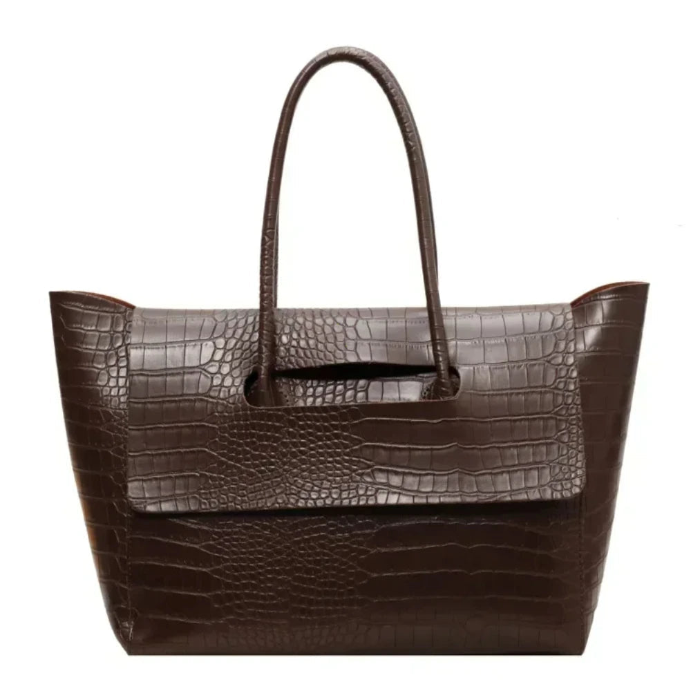 SOERA Jessica Embossed Leather Tote - Bag - SOERA-656131-DEF-OS-09157 Dark Brown