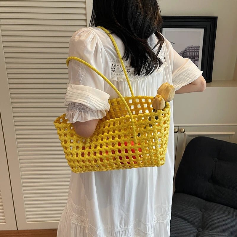 SOERA Claudia Hollowed Shoulder Tote - Bag -  Yellow