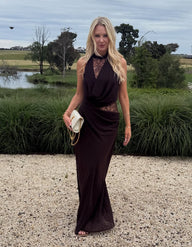 Beatrice Halter Lace Patchwork Maxi Dress