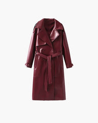 Cassy Faux Leather Maxi Trench Coat