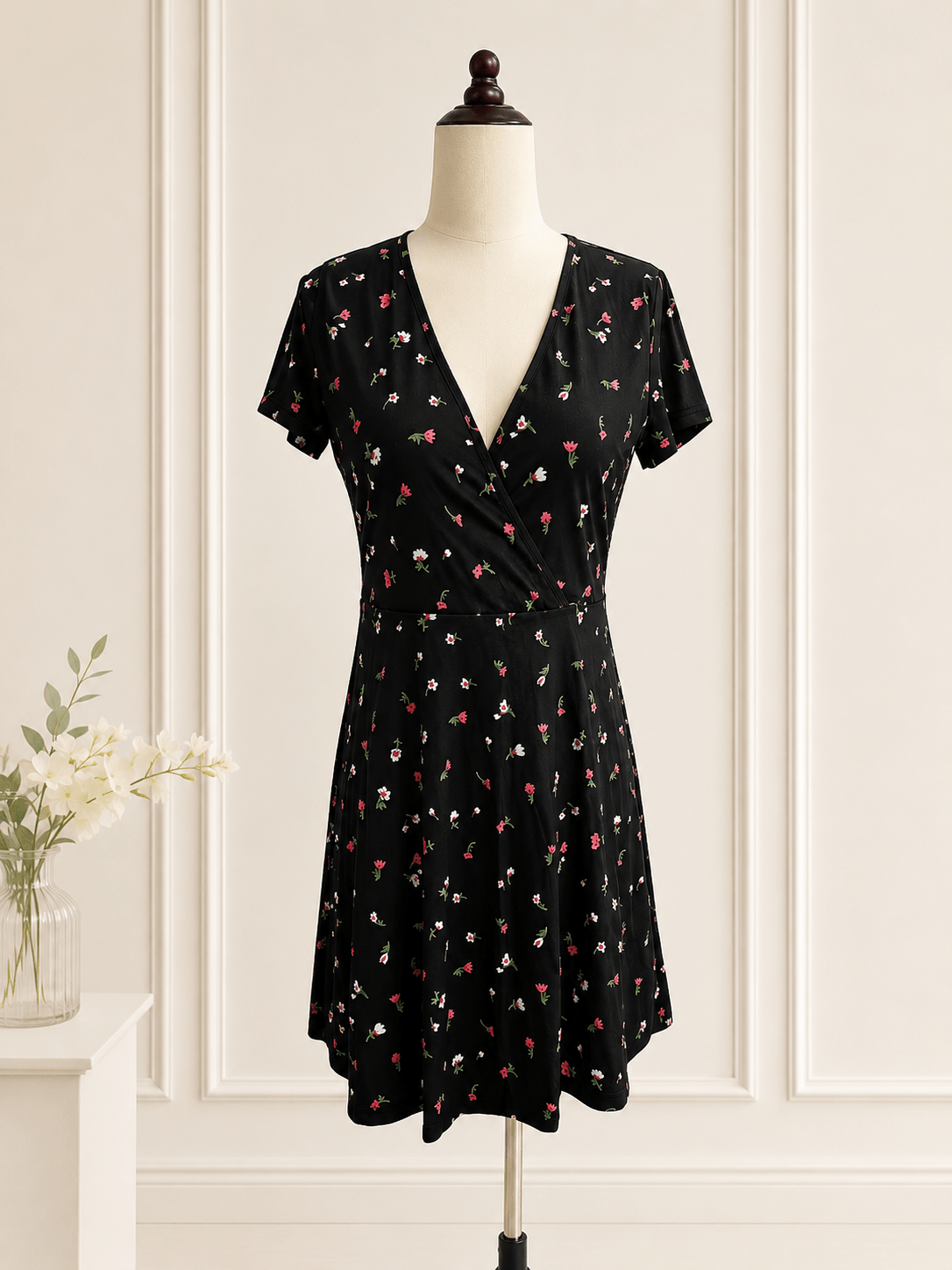 SOERA Bianca Floral Mini Dress - Dress - SOERA-050371-BLA-S-59939 Black S