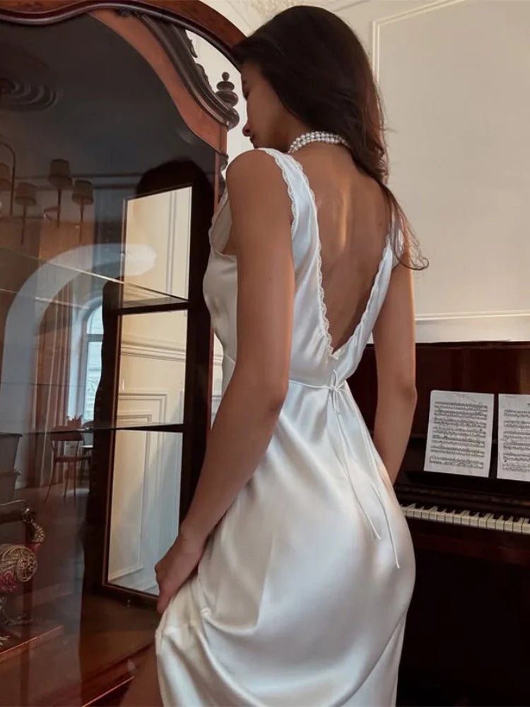 SOERA Angie Deep Neck Satin Midi Dress - Dresses - 1005009453324533-;ey1770650302928728168 S