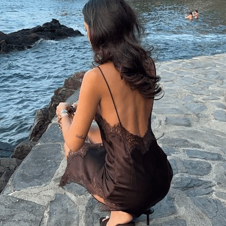 SOERA Kara Asymmetric Satin Mini Dress - Dresses - 1005009973435965-;zz1763048696673023127 Brown S