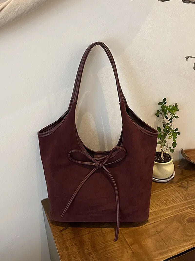 SOERA Florence Suede Bow Bag - Handbags - Soera-Bow-Bag/Gray Gray Regular