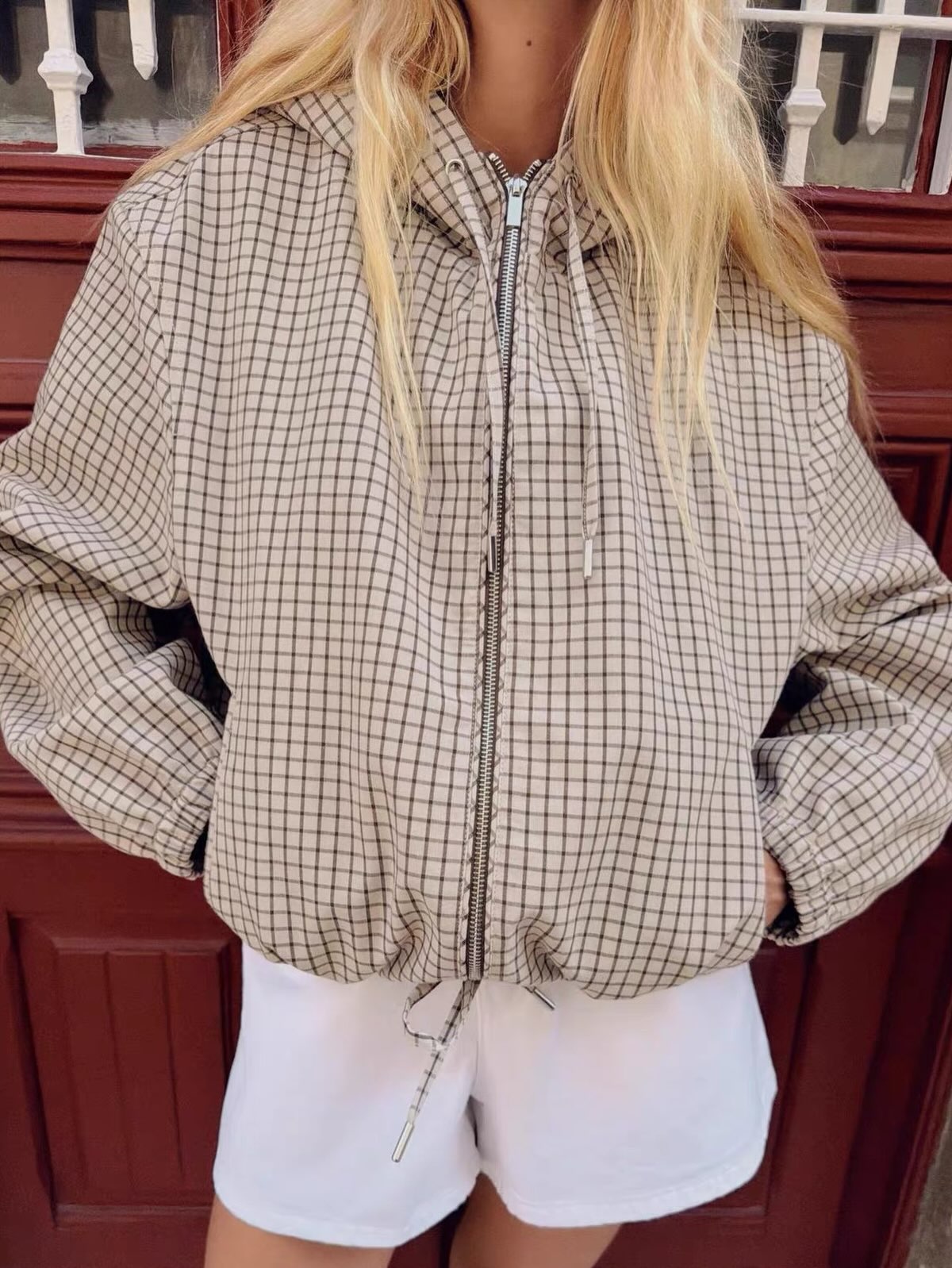 SOERA Daniela Plaid Hooded Cropped Jacket - Jacket - SOERA-211139-ASP-A-22211 XS