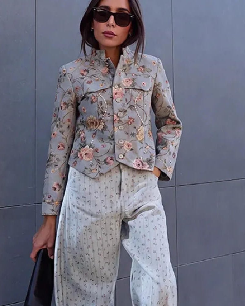 SOERA Laura Vintage Jacquard Cropped Jacket - Jacket - SOERA-203779-PIC-S-49347 S