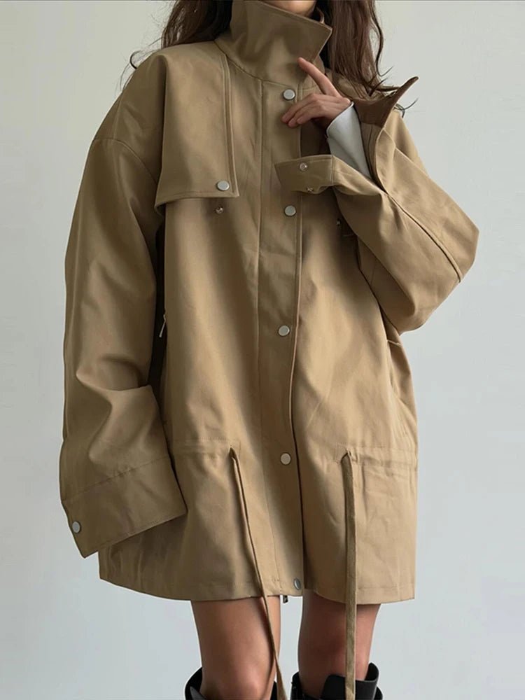 SOERA Rebecca Contrast Collar Windbreaker Jacket - Jacket - SOERA-543043-DEF-OS-88420 Beige M
