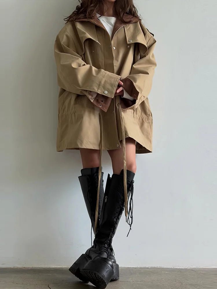 SOERA Rebecca Contrast Collar Windbreaker Jacket - Jacket - SOERA-543043-DEF-OS-88421 Beige L