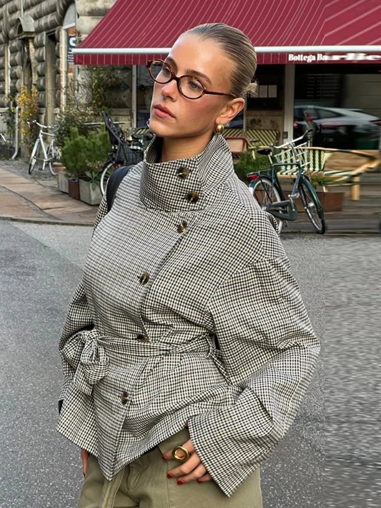 SOERA Rose Plaid Trench Coat - Jacket - SOERA-095619-CHE-M-33379 Check M