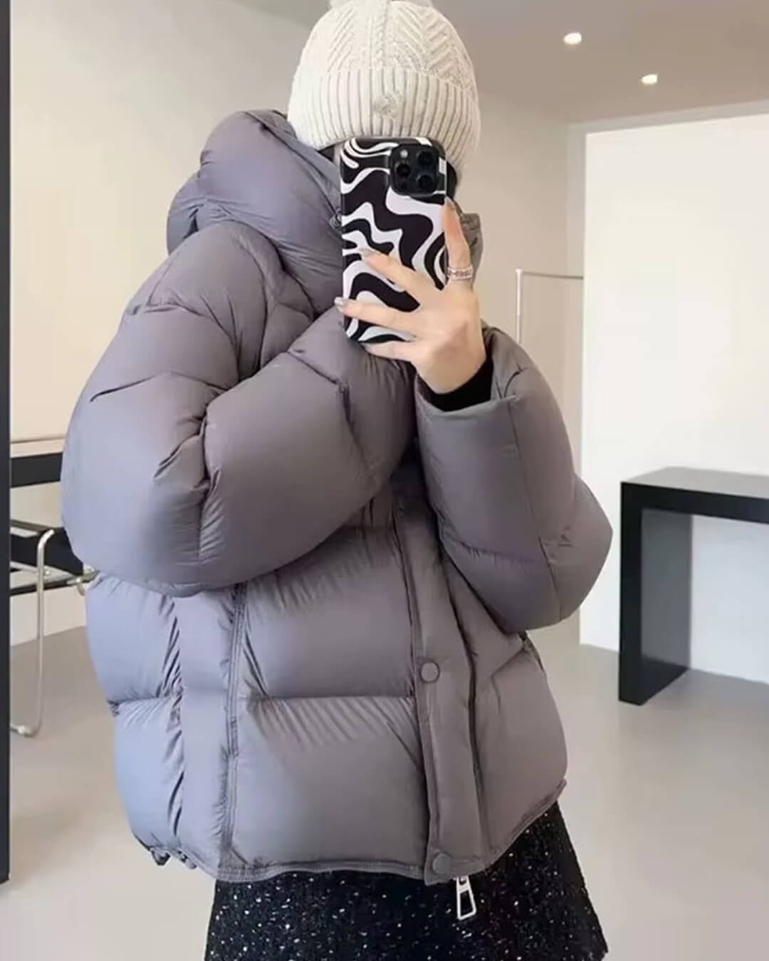 SOERA Alina Hooded Puffer Jacket - Jackets - 3256809559753038-;wF1764062902173263982 Gray S