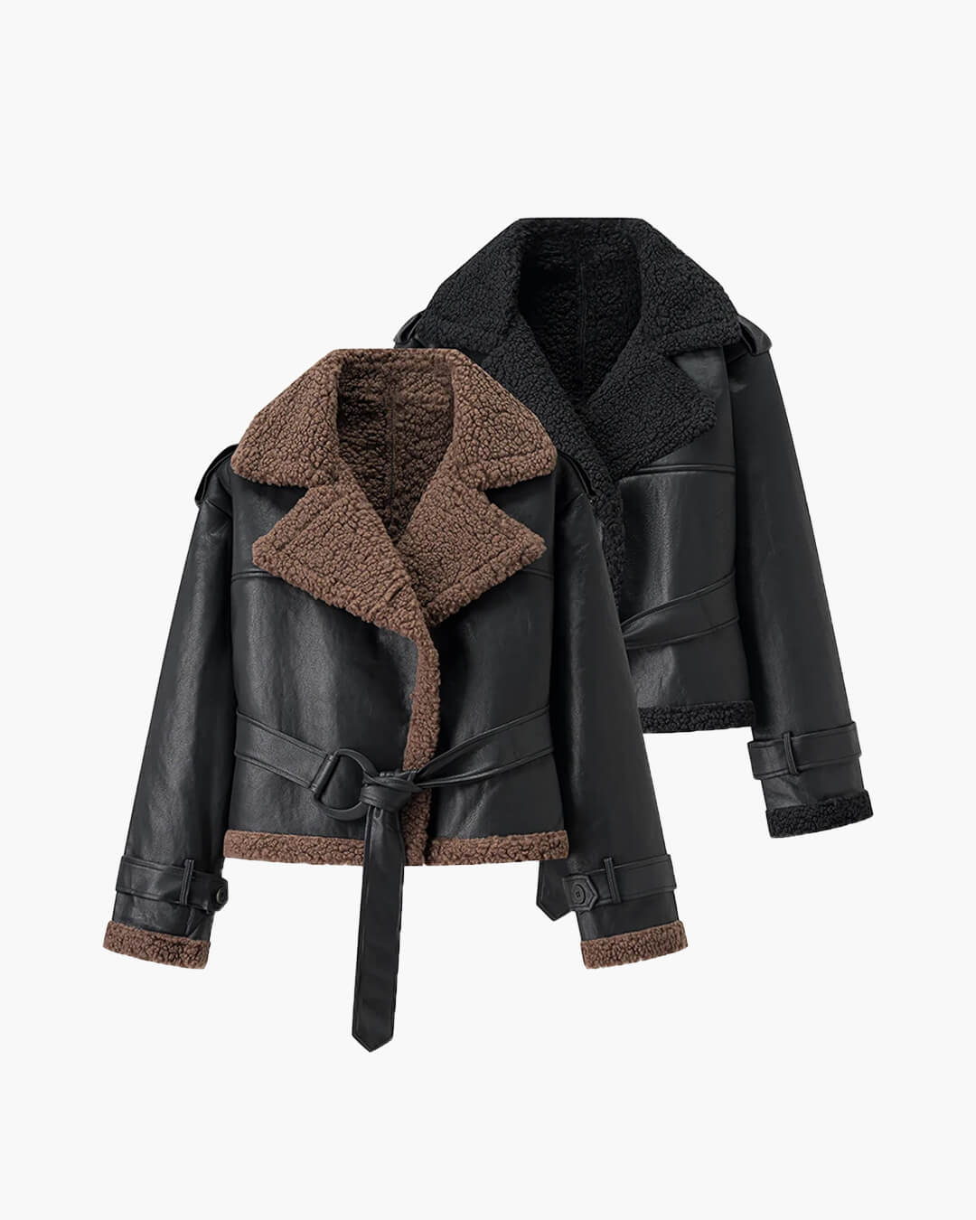 SOERA Cora Short Belted Faux Leather Jacket - Jackets -  Brown S