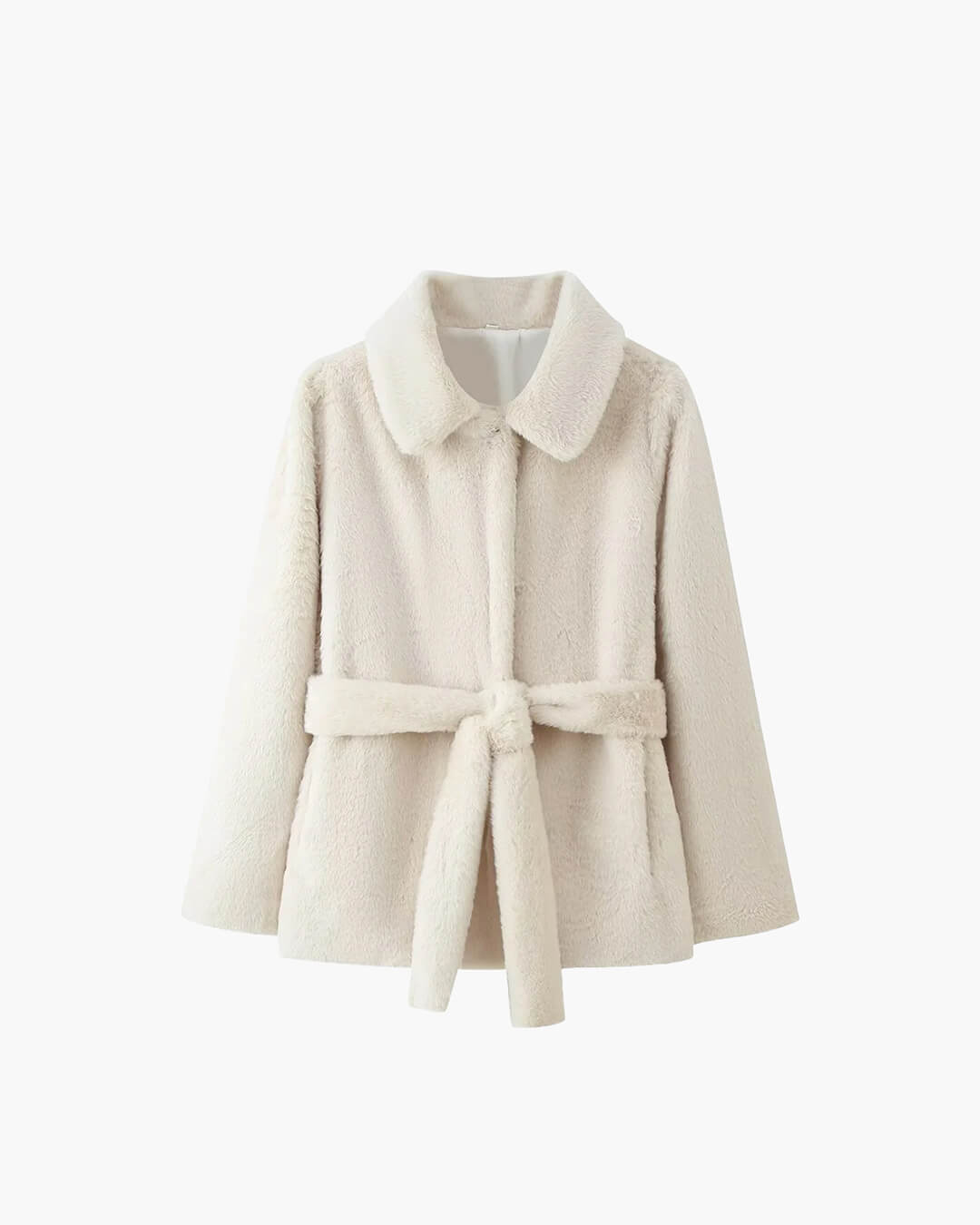 SOERA Farrah Faux Fur Coat with Belt - Jackets - 3256810101987871-;BP1763625119772794324 Creme S