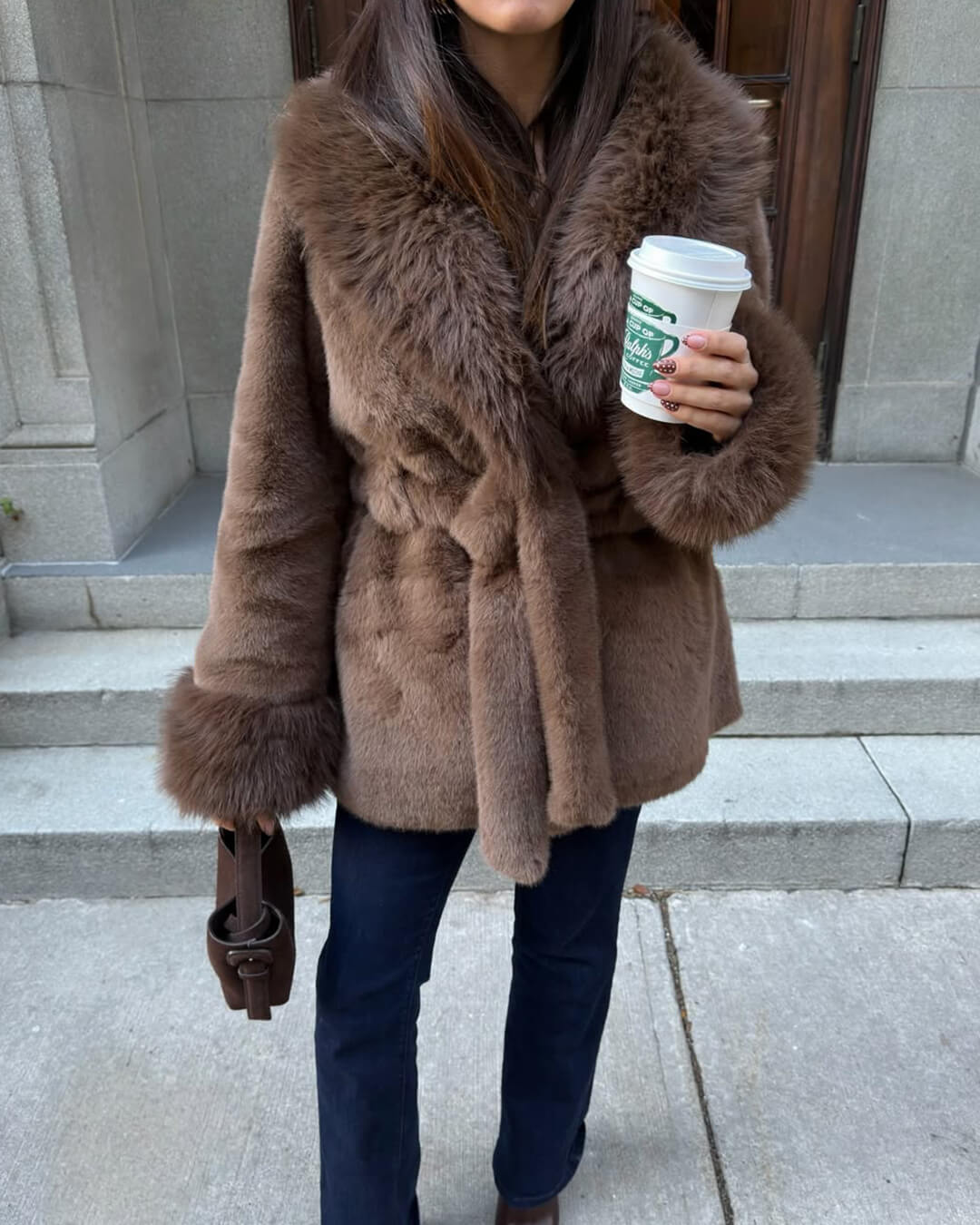 SOERA Jessa Faux Fur Trim Coat - Jackets - 3256810138161838-;gt1765284570160975570 Brown S