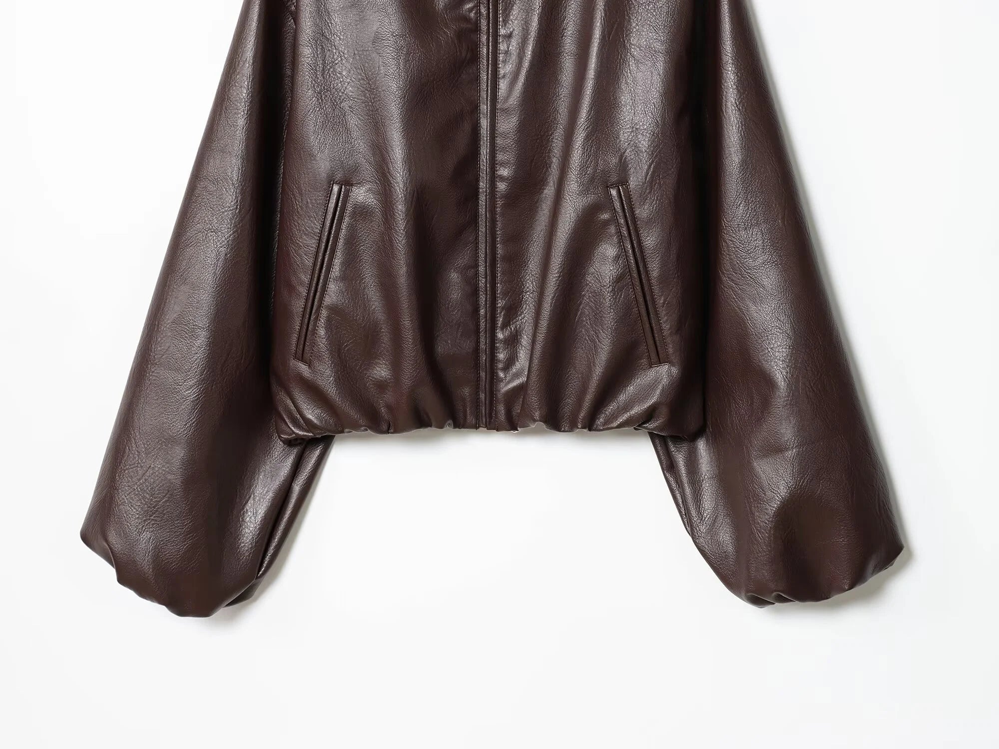 SOERA Marivic Zip Up Faux Leather Jacket - Jackets - Su1775572252224432124 Brown L