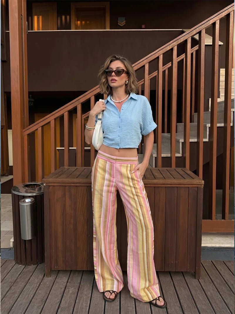 SOERA Anne Wide Leg Palazzo Pants - Pants - SOERA-452675-STR-XS-22979 XS
