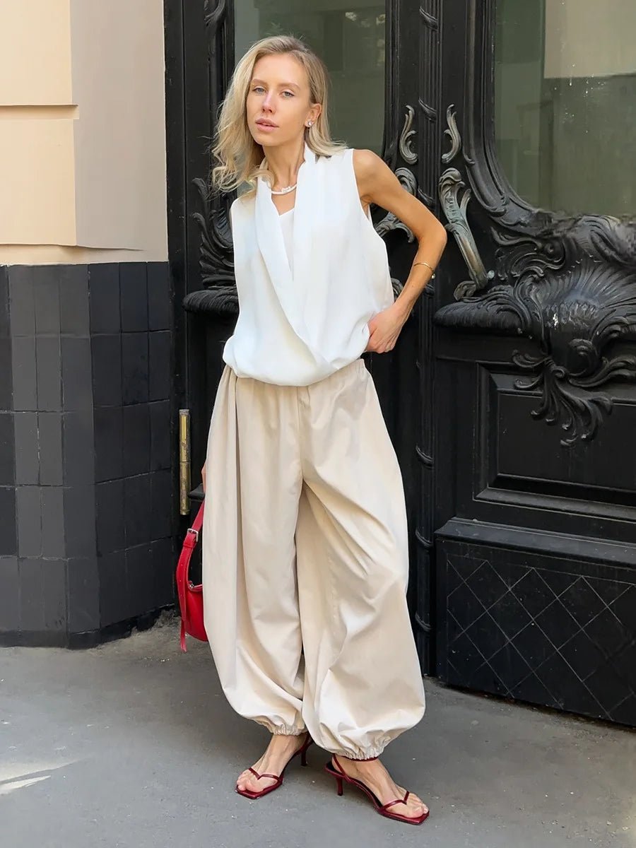 SOERA Amethyst Wide Leg Cotton Trousers - Pants - SOERA-410371-BEI-S-52483 Beige S