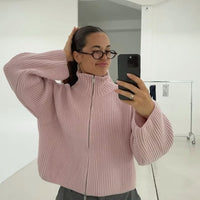 Daniela Oversized Ribbed Zip-Up Sweater