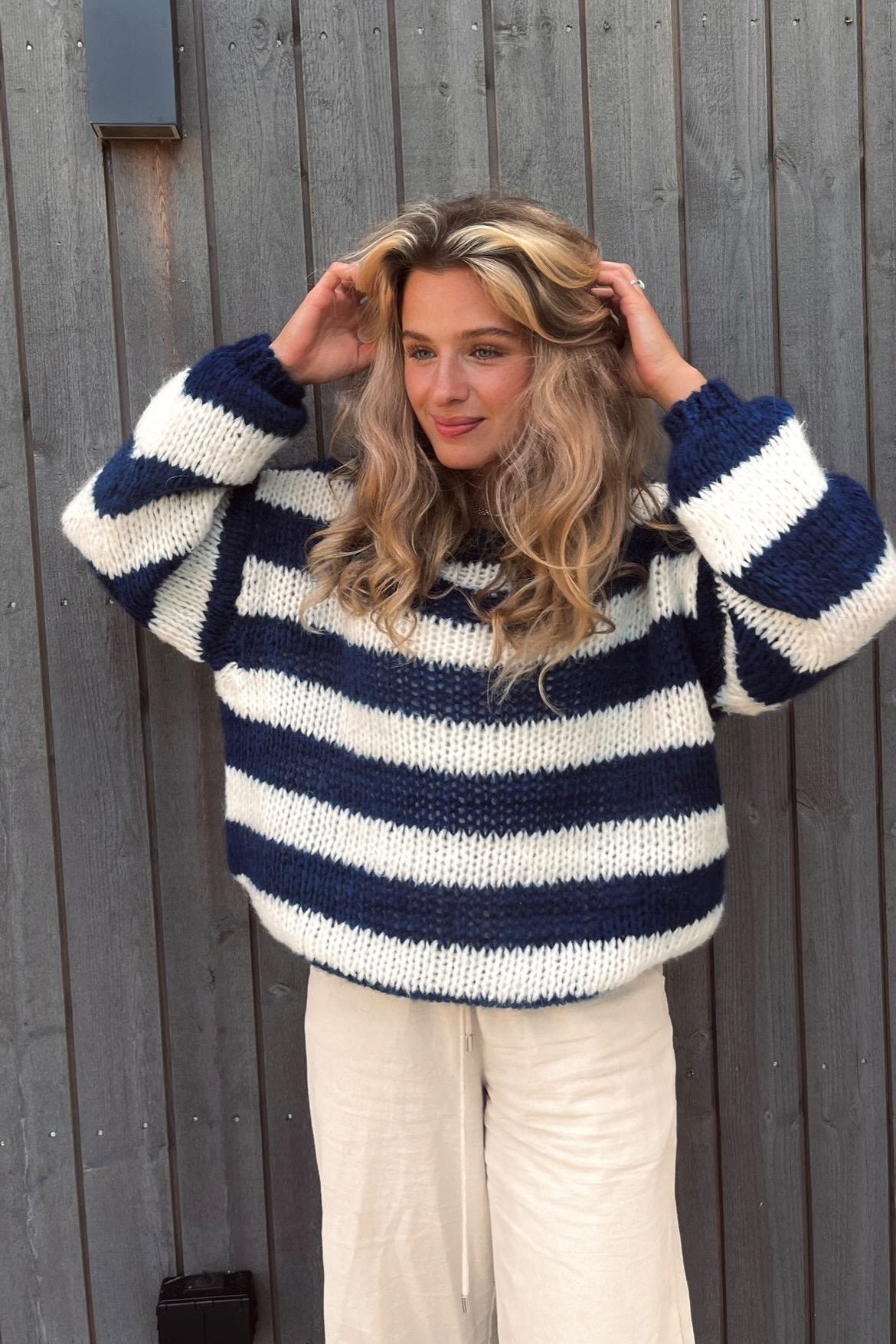 SOERA Rose Striped Loose Sweater - Sweaters - BC1770344797582053318 Blue S