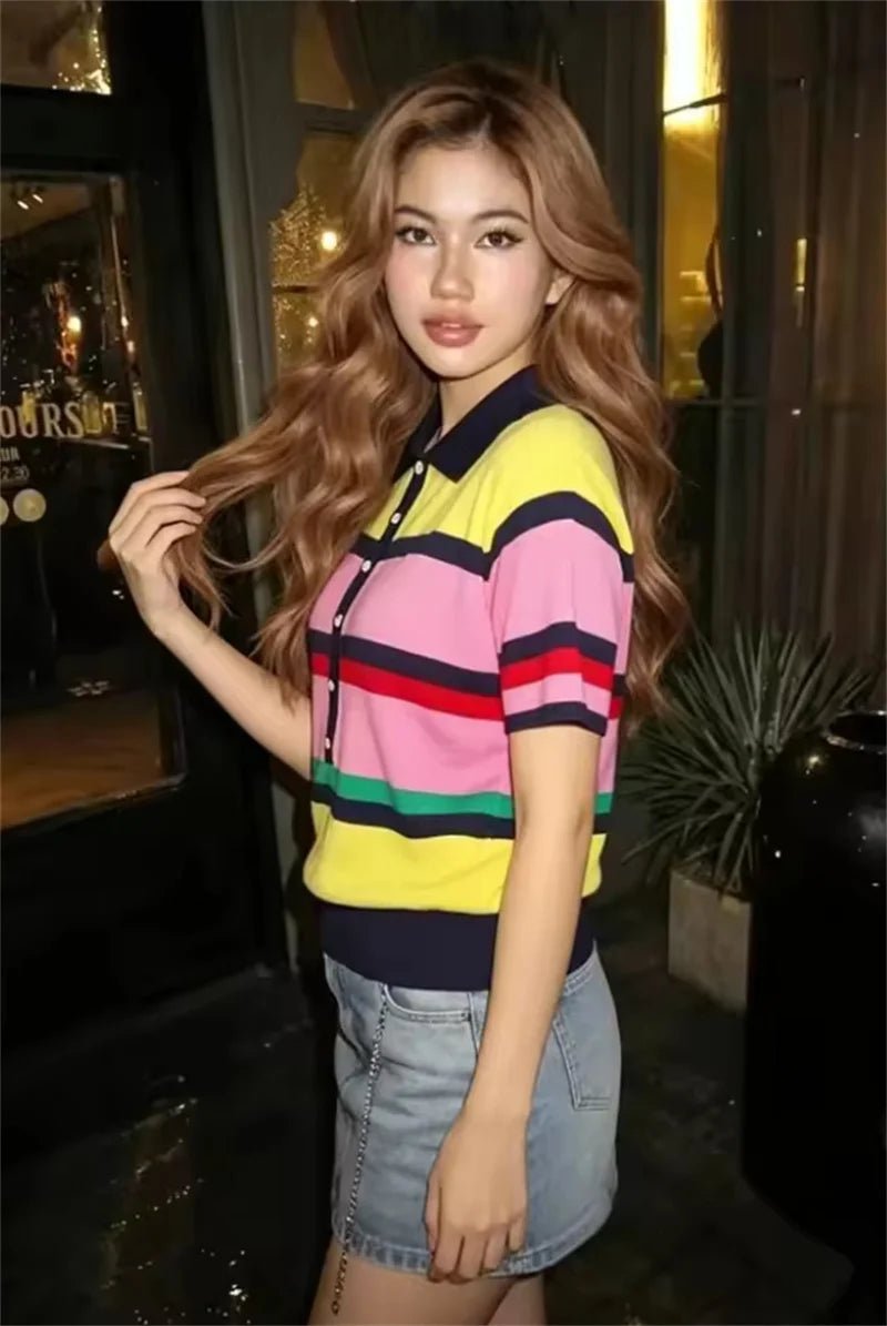 SOERA Aisonde Colorblock Polo Knit Top - Top - SOERA-701315-AST-M-00387 M
