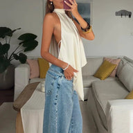 Elina バックレス ホルターネック トップ