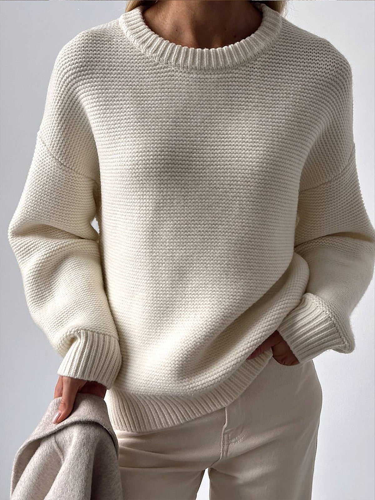 SOERA Vivienne Cotton Knit Sweater - Tops - BO1763304746552592761 White XS
